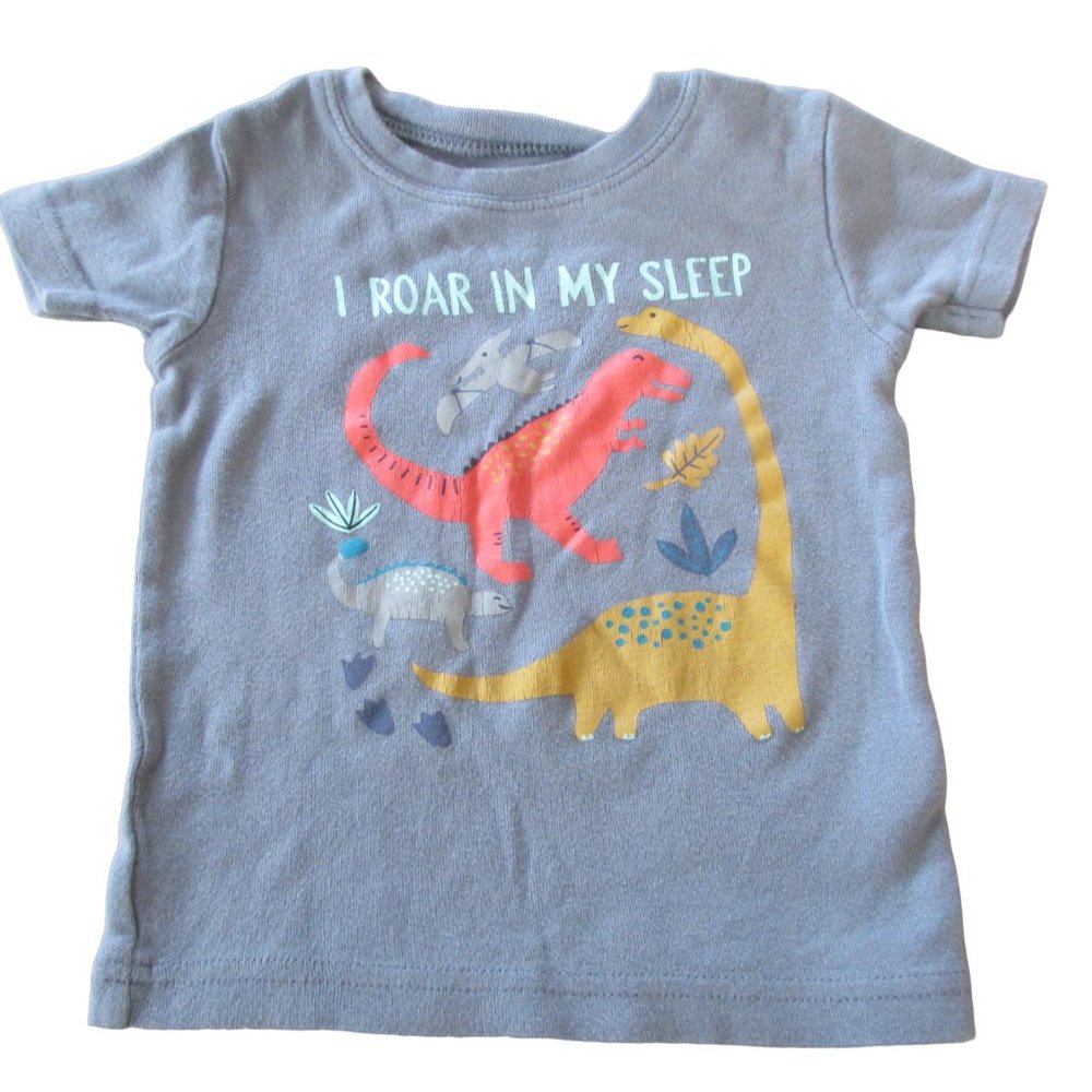 Carters Pajama Shirt Toddler Boys Size‎ 2T Gray Short Sleeve Dinosaur Roar Sleep
